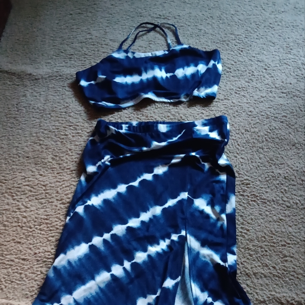 Top and Bottom tie dye maxi skirt